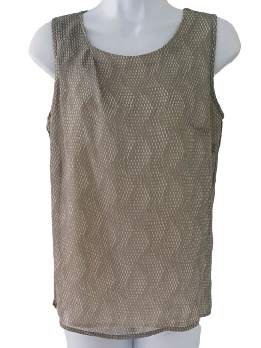 GAP Womens Sleeveless Top XS Beige Patterned Scoop Neck Asymmetrical Lined